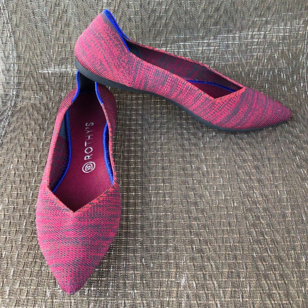 Rothy’s The Point Red Crimson Heather Ballet Flat